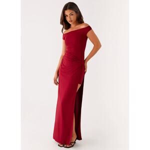 Peppermayo maroon Amerie off the shoulder maxi dress - size 6